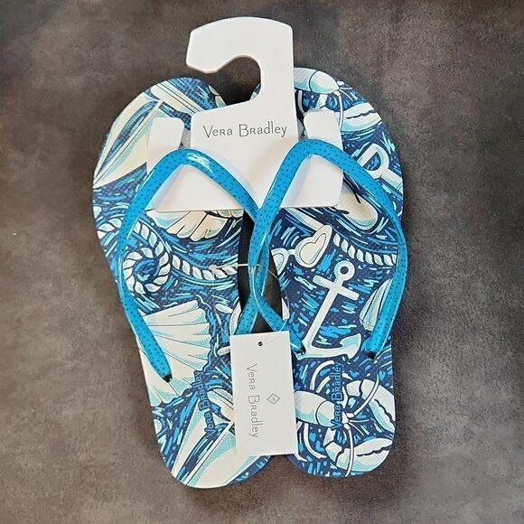 Nwt Vera Bradley Shore Enough Nautical flip flops sandals - Picture 2 of 4